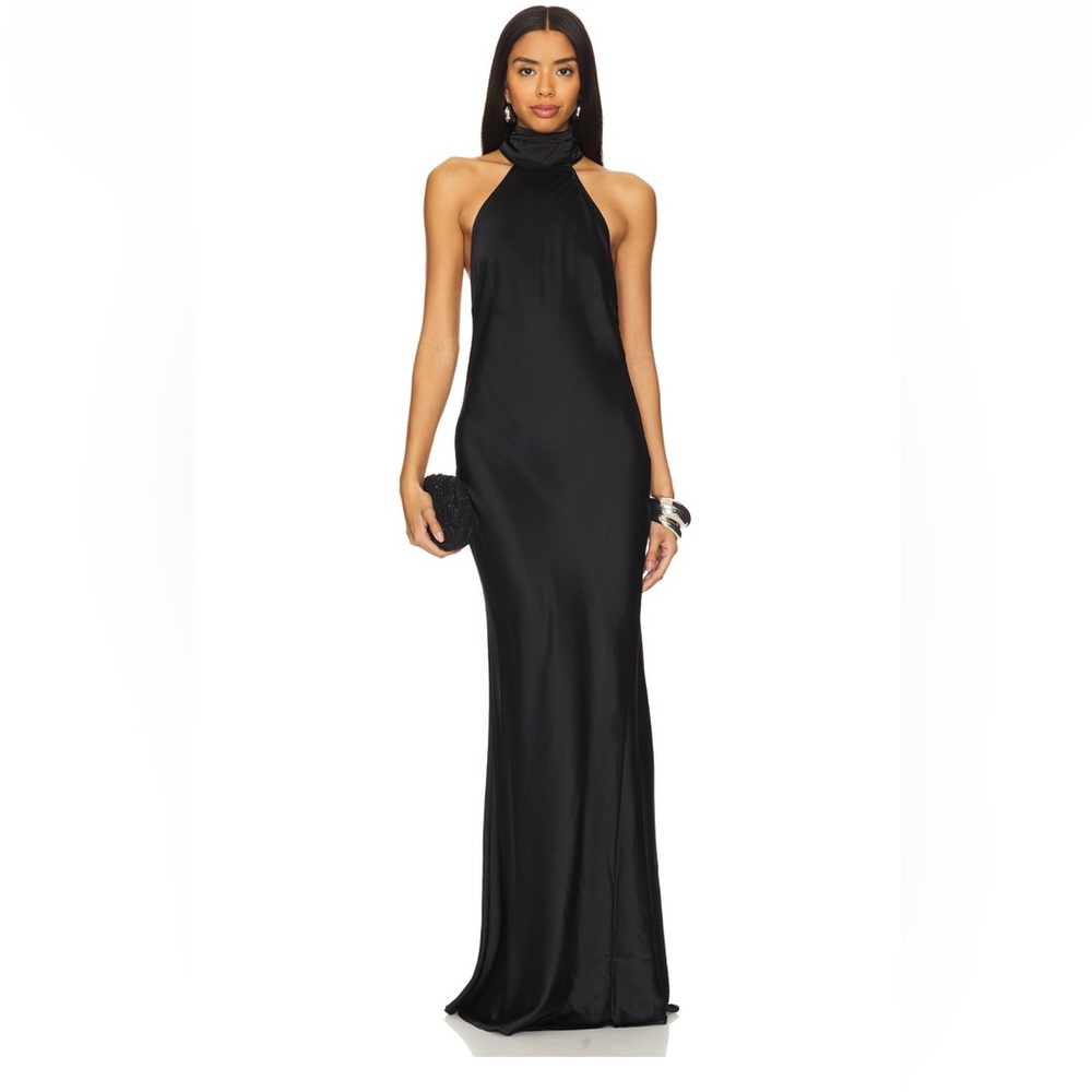 House of Harlow 1960 Black Halter Maxi Gown